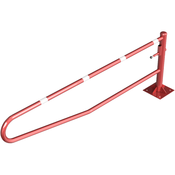 Swiveling gates | to be fixed by plugs, hot-dip galvanized and red coated with white reflecting rings | total width: 3000 mm | for padlock